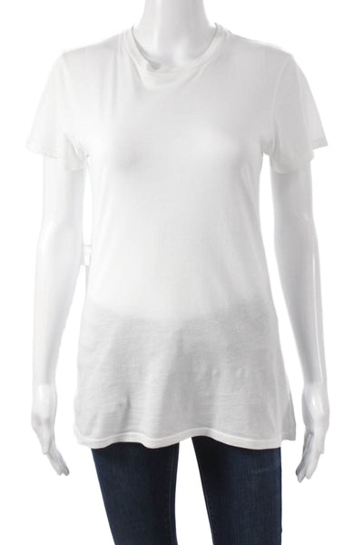 Nili Lotan Womens White Supima Cotton Crew Neck Short Sleeve Tunic Size S