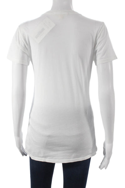 Nili Lotan Womens White Supima Cotton Crew Neck Short Sleeve Tunic Size S