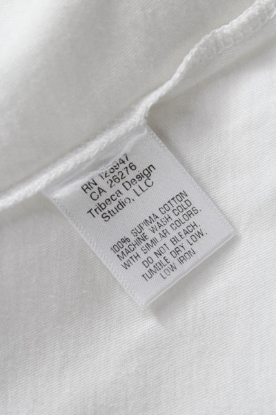 Nili Lotan Womens White Supima Cotton Crew Neck Short Sleeve Tunic Size S