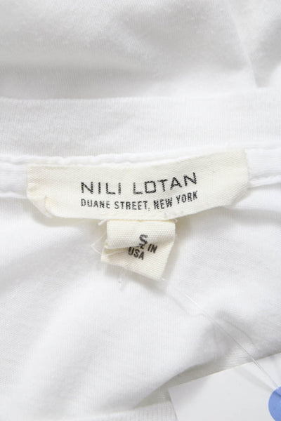 Nili Lotan Womens White Supima Cotton Crew Neck Short Sleeve Tunic Size S