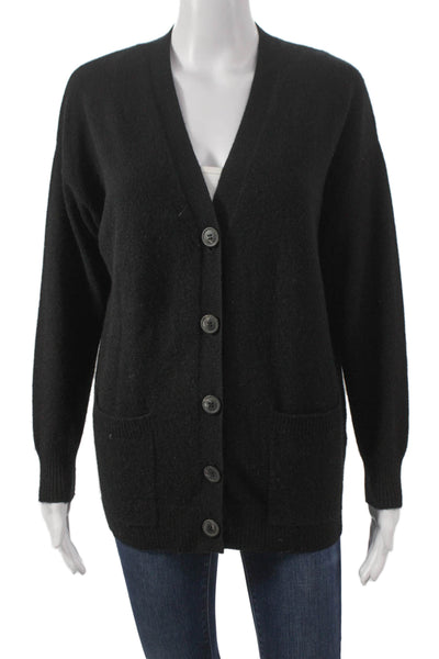 Naadam Womens Cashmere V-Neck Cardigan Black Long Sleeve Size XS
