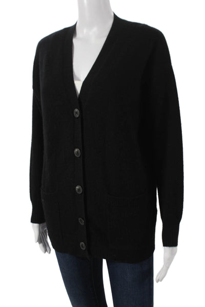 Naadam Womens Cashmere V-Neck Cardigan Black Long Sleeve Size XS