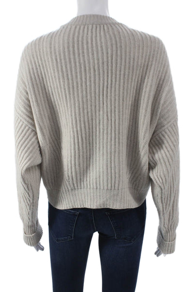 Le Kasha Womens Cashmere V-Neck Cardigan Beige Long Sleeve Size One Size