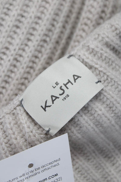 Le Kasha Womens Cashmere V-Neck Cardigan Beige Long Sleeve Size One Size