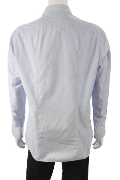 Sartorio Napoli Mens Striped Button Up Shirt Blue Size 16.5/42