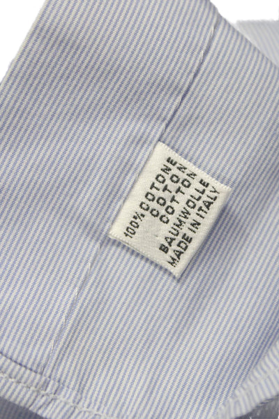 Sartorio Napoli Mens Striped Button Up Shirt Blue Size 16.5/42