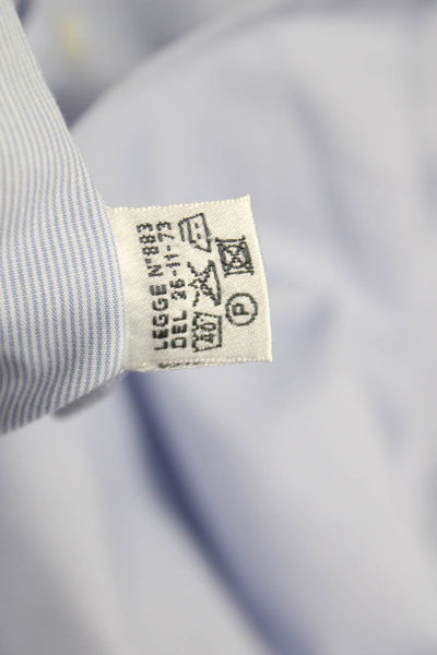Sartorio Napoli Mens Striped Button Up Shirt Blue Size 16.5/42