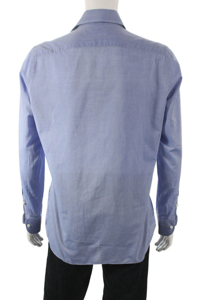 Sartorio Napoli Mens Striped Button Up Shirt Light Blue Size 16.5/42