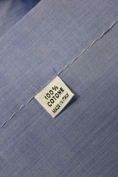 Sartorio Napoli Mens Striped Button Up Shirt Light Blue Size 16.5/42