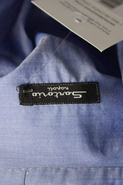 Sartorio Napoli Mens Striped Button Up Shirt Light Blue Size 16.5/42