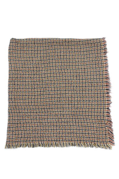 Madewell Unisex Adults Wool Blend Grid Print Square Scarf Beige Size 28X28"