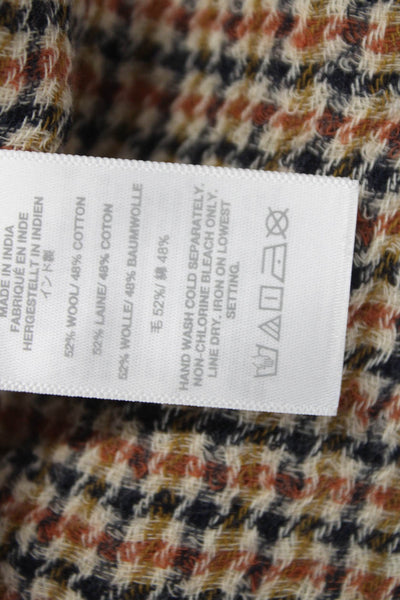 Madewell Unisex Adults Wool Blend Grid Print Square Scarf Beige Size 28X28"