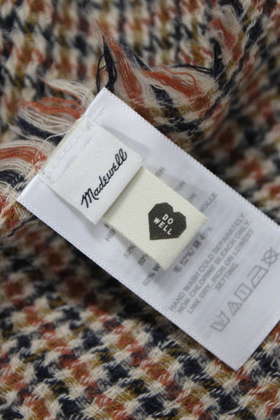 Madewell Unisex Adults Wool Blend Grid Print Square Scarf Beige Size 28X28"