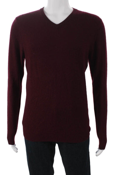 Club Room Mens Cashmere V-Neck Red Pullover Long Sleeve Solid Fall Size M