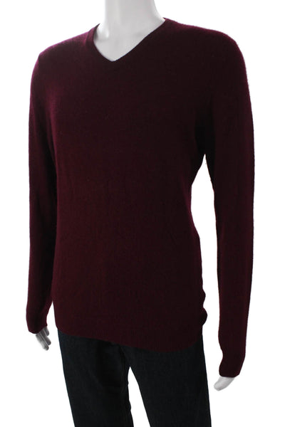 Club Room Mens Cashmere V-Neck Red Pullover Long Sleeve Solid Fall Size M