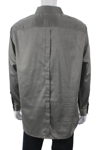 Karl Lagerfeld Mens Dress Shirt Gray 100% Cotton Button Up Long Sleeve Size XL