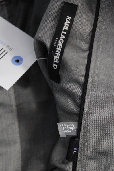 Karl Lagerfeld Mens Dress Shirt Gray 100% Cotton Button Up Long Sleeve Size XL