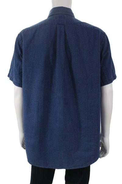 Polo Ralph Lauren Mens Textured Cotton Collar Button Down Shirt Blue Size XL