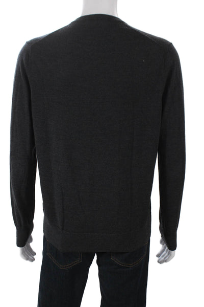 Brooks Brothers Mens V-Neck Merino Wool Pullover Sweater Gray Size M