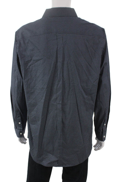 Karl Lagerfeld Mens Blue Geometric Dress Shirt Button Up Long Sleeve Size XL