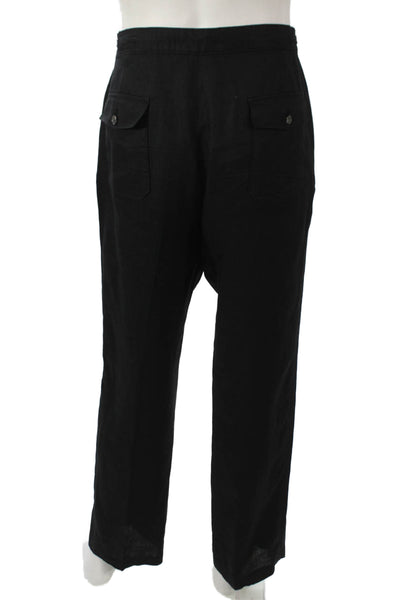 Tasso Elba Mens Black Linen Cargo Pants Size 34
