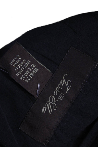 Tasso Elba Mens Black Linen Cargo Pants Size 34