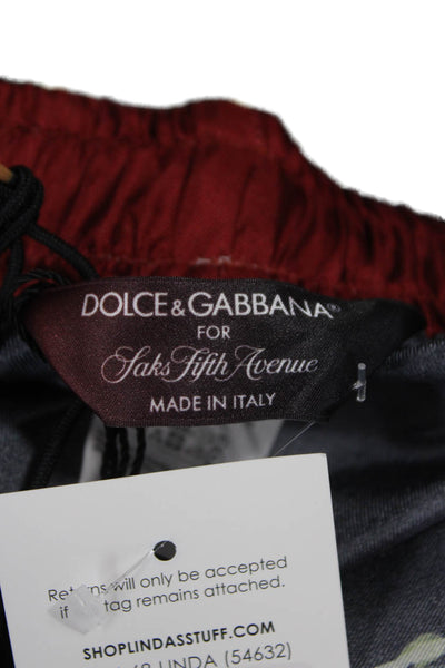 Dolce & Gabbana Mens Bermuda Silk Striped Shorts Black Drawstring Size 54