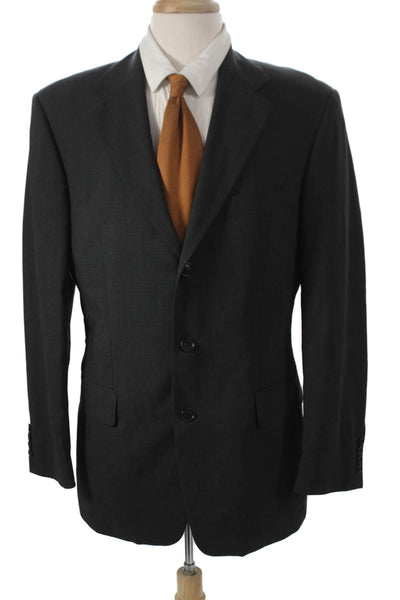 Boss Hugo Boss Mens 2 Piece Suit Jacket Gray Virgin Wool Business Size 38