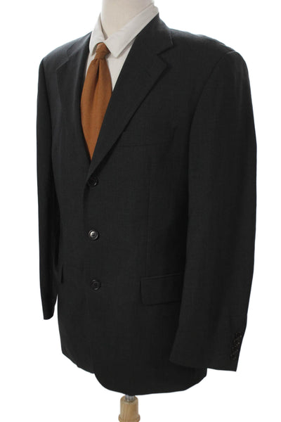 Boss Hugo Boss Mens 2 Piece Suit Jacket Gray Virgin Wool Business Size 38