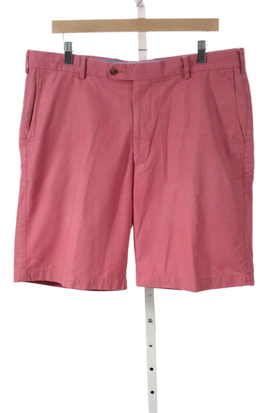 Peter Millar Mens Chino Shorts Pink Cotton Golf Zip Size 36