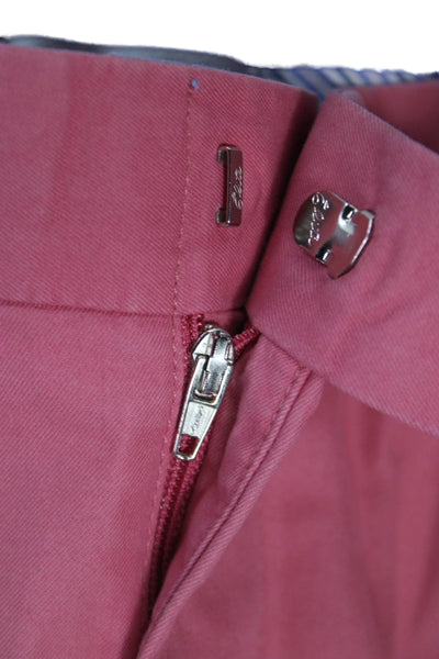 Peter Millar Mens Chino Shorts Pink Cotton Golf Zip Size 36