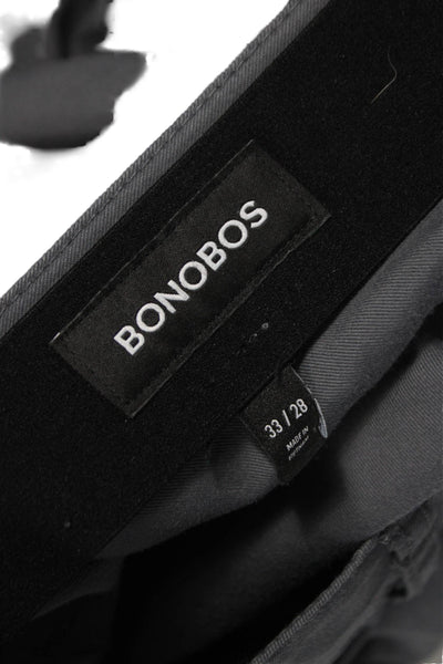 Bonobos Mens Gray Chino Pants Button Fly Cotton Blend Casual Size 33