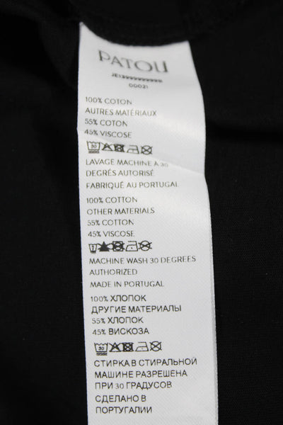 Patou Women Tunic Blouse Black Scoop Neck Cotton Short Sleeve Size M