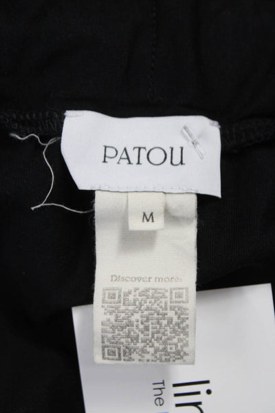 Patou Women Tunic Blouse Black Scoop Neck Cotton Short Sleeve Size M