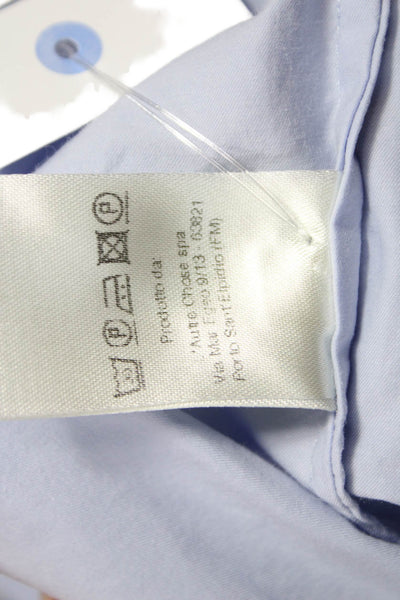 Designer Women Off the Shoulder Blue Cotton Long Sleeve Basic Blouse Size 44