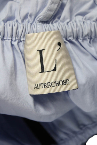 Designer Women Off the Shoulder Blue Cotton Long Sleeve Basic Blouse Size 44