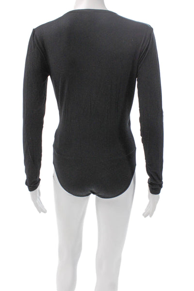 J Crew Womens V-Neck Long Sleeve One Piece Bodysuit Gray Size S