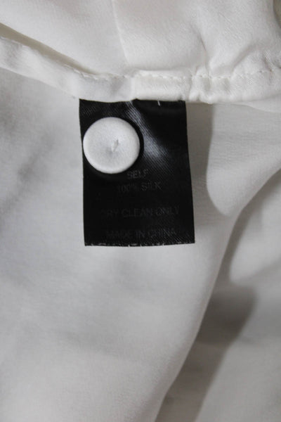 Cynthia Rowley Women Silk Ivory Tunic Button-Up Collared Long Sleeve Size S