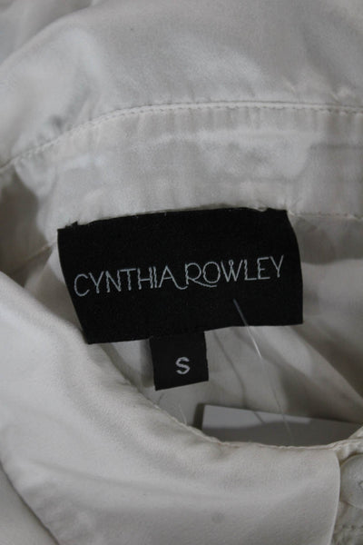 Cynthia Rowley Women Silk Ivory Tunic Button-Up Collared Long Sleeve Size S