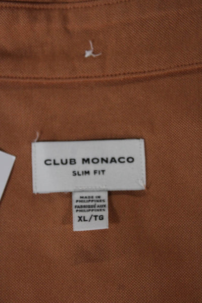 Club Monaco Mens Button Front Long Sleeve Collared Shirt Brown Cotton Size XL