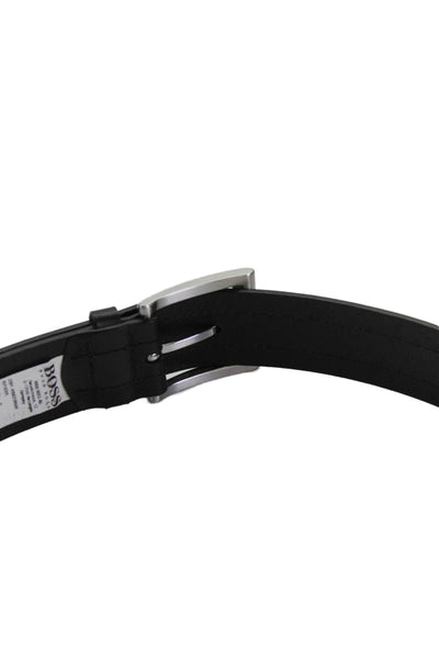 Hugo Boss Men's Leather Buckle Closure Belt Black Size 44