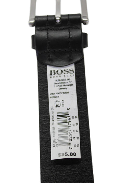 Hugo Boss Men's Leather Buckle Closure Belt Black Size 44