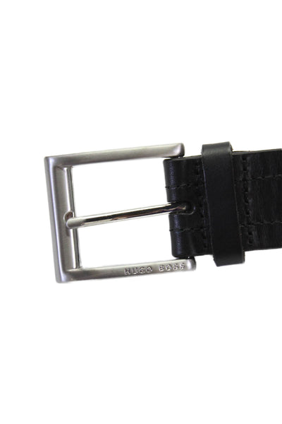 Hugo Boss Men's Leather Buckle Closure Belt Black Size 44