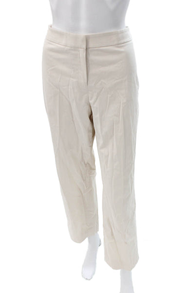 Lafayette 148 New York Womens Cropped Beige Cotton Pants Zip Closure Size 8