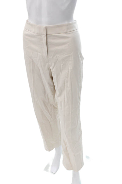 Lafayette 148 New York Womens Cropped Beige Cotton Pants Zip Closure Size 8