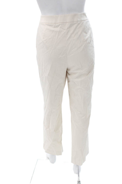Lafayette 148 New York Womens Cropped Beige Cotton Pants Zip Closure Size 8