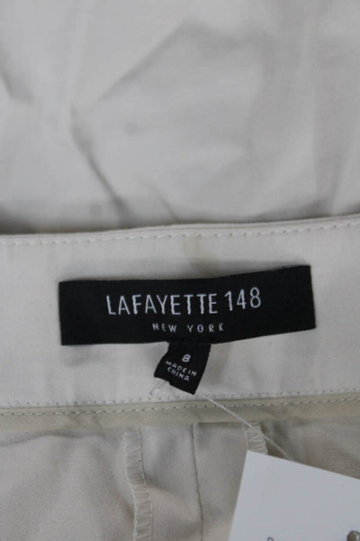 Lafayette 148 New York Womens Cropped Beige Cotton Pants Zip Closure Size 8
