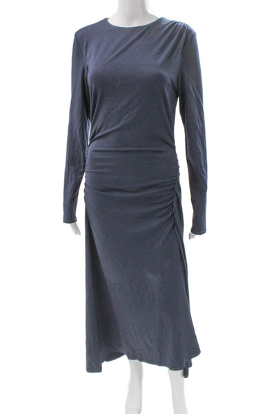 Veronica Beard Womens Blue Midi Dress Long Sleeve Round Neck Lyocell Size M