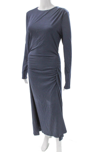 Veronica Beard Womens Blue Midi Dress Long Sleeve Round Neck Lyocell Size M