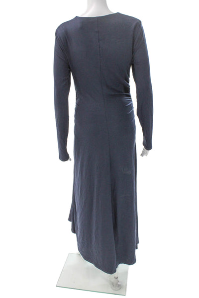 Veronica Beard Womens Blue Midi Dress Long Sleeve Round Neck Lyocell Size M